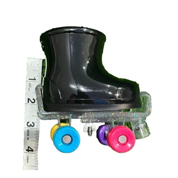 Build-A-Bear Black Rubber Boots with Attached Adjustable Clear Glitter Skates - Picture 7 of 9